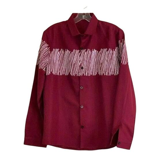 MYMSTORM Red Casual Button Down Men Shirt Size L - Picture 1 of 6